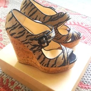 Like New Christian Louboutin Tiger Wedge Sandles